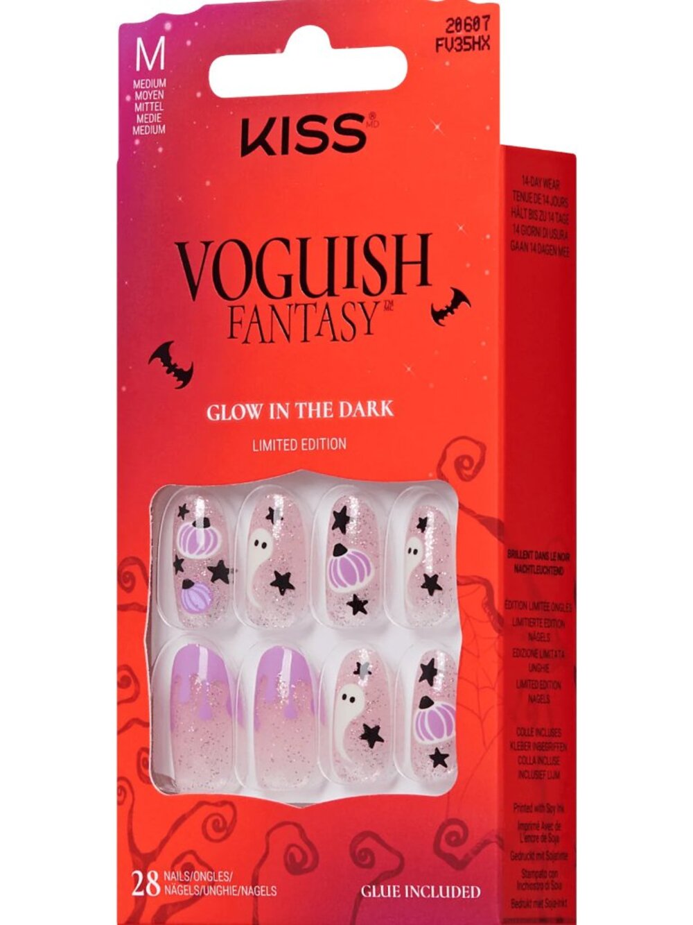 KISS Voguish Fantasy Glow-In-The-Dark Halloween Medium Length Nails - Mystery